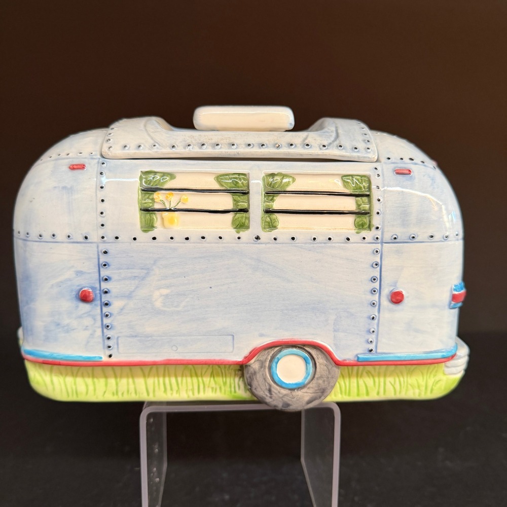 Vintage Corning Factory Travel Trailer Camper Cookie Jar 1999 RARE RV Airstream